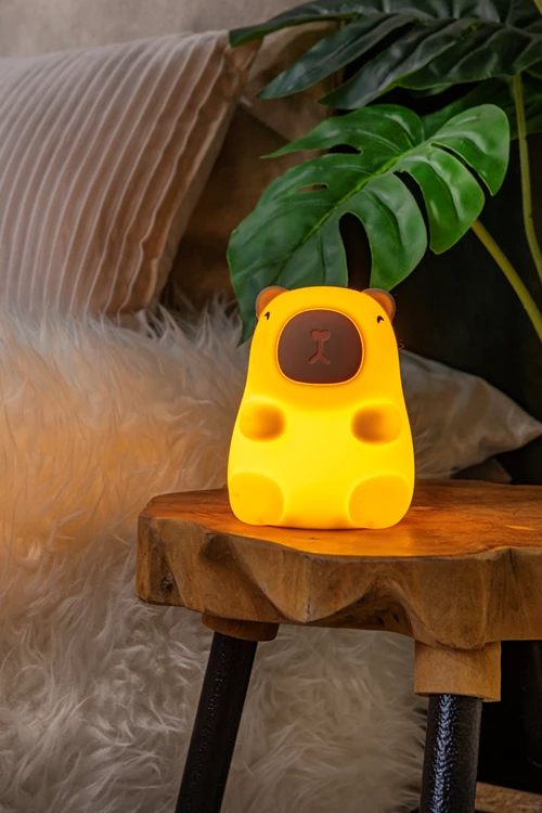 Lucide PINCHA CAPYBARA - Rechargeable Table lamp Children - Battery pack- LED 3 StepDim - 1x0,5W 2100K - Cream | Essential - atmosphere 1